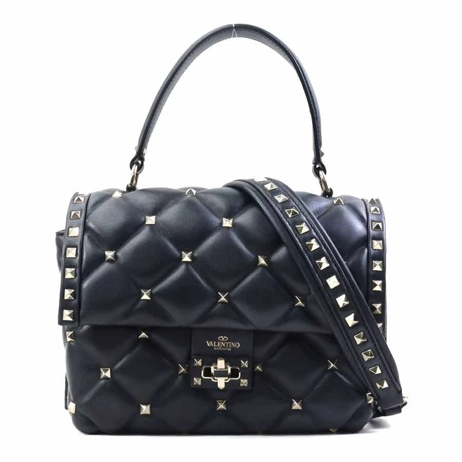 VALENTINO GARAVANI ROCKSTUD HANDBAG SHOULDER BAG HANDBAG: Valentino Garavani Rockstud Handbag Shoulder Bag Handbag Brand: Valentino Garavani Type: Handbag Material: Leather x Metal Color: Black / Gold Size: W:8.7inx H:7.9inx D:3.9in Handle drop:5.1in Ac