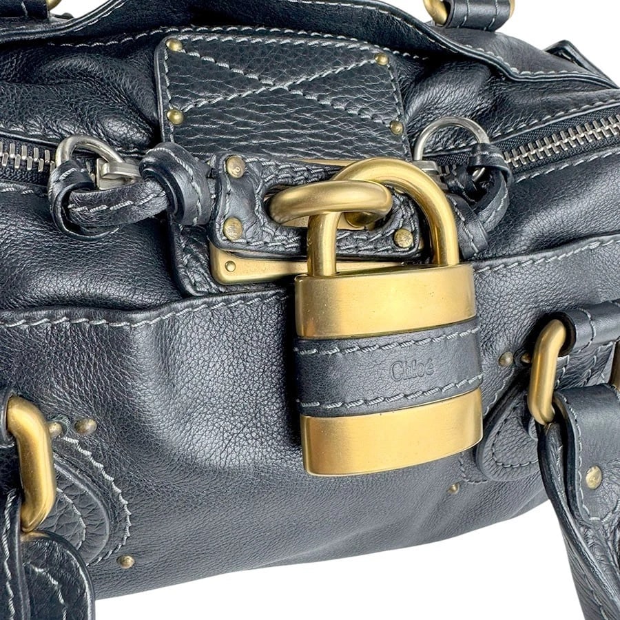 CHLOE PADDINGTON HANDBAG BLACK LEATHER HANDBAG - 10
