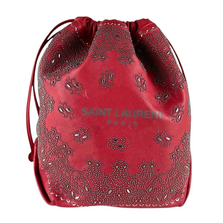 SAINT LAURENT SHOULDER BAG RED LEATHER/METAL SHOULDER BAG: SAINT LAURENT Shoulder Bag Red Leather/Metal Shoulder Bag Brand: SAINT LAURENT Type: Shoulder Bag Material: Leather x Metal Color: Red Size: W:7.5inx H:11.8inx D:6.7in Shoulder Length: 31.5in 