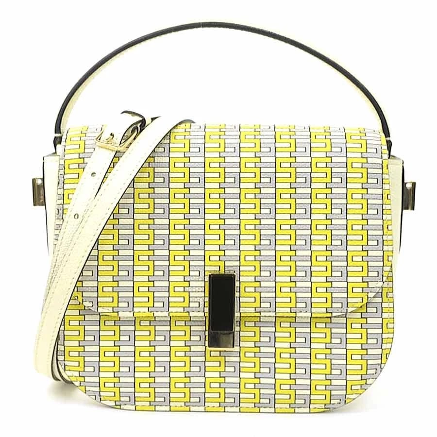 VALEXTRA ISIDE CROSSBODY SHOULDER BAG HANDBAG: Valextra Iside Crossbody Shoulder Bag Handbag Brand: Valextra Type: Handbag Material: leather Color: Yellow X Gray X Off White Size: W:7.5inx H:6.7inx D:2.8in Handle Length:11.4in Accessories: No