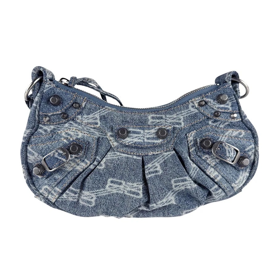 BALENCIAGA LE CAGOLE XS SHOULDER BAG BLUE DENIM SHOULDER BAG (1 of 12)