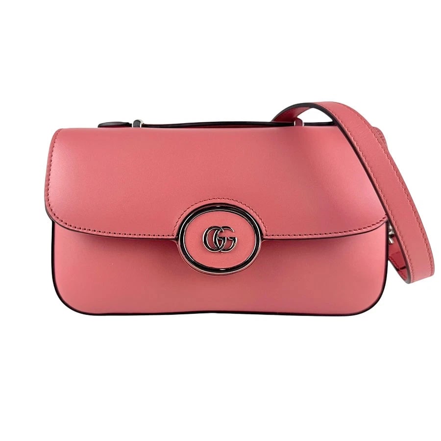 GUCCI SHOULDER BAG PINK/SILVER LEATHER/METAL SHOULDER BAG: GUCCI Shoulder Bag Pink/Silver Leather/Metal Shoulder Bag Brand: GUCCI Type: Shoulder Bag Material: leather Color: Pink Size: W:7.9inx H:5.1inx D:2.0in Shoulder Length: 42.5in Accessories: None