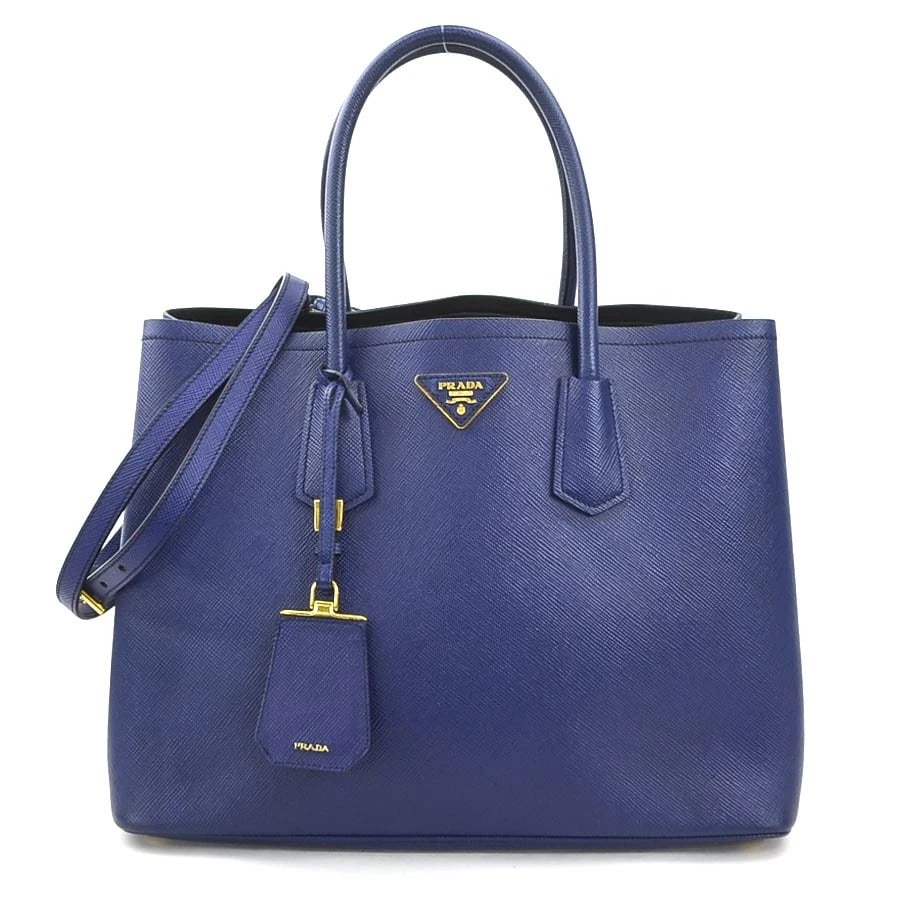 PRADA HANDBAG BLUE LEATHER HANDBAG (1 of 10)