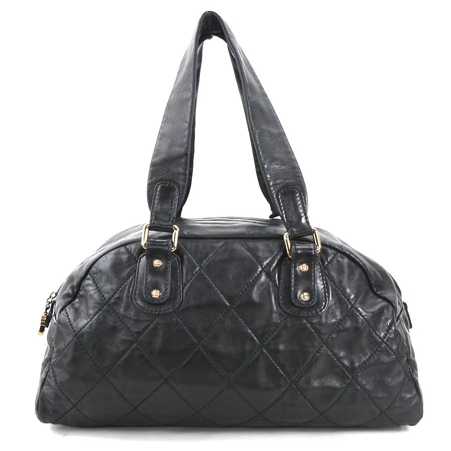 CHANEL SHOULDER BAG BLACK/PINK GOLD LEATHER/METAL SHOULDER BAG (1 of 10)