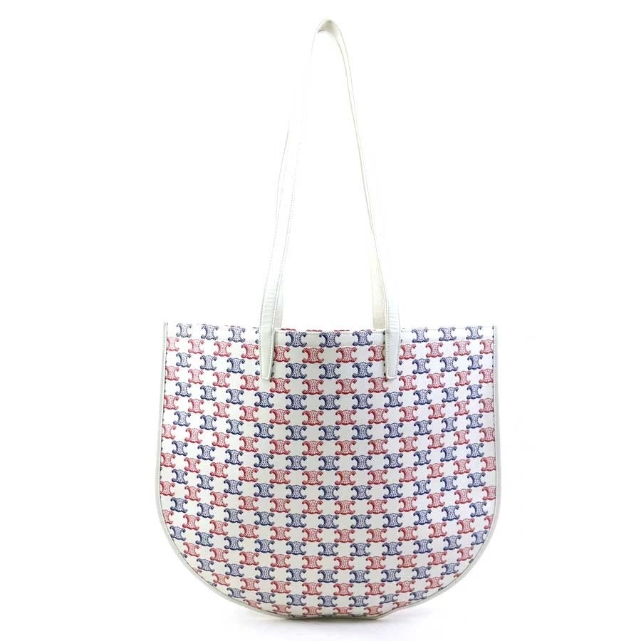 CELINE MACADAM SHOULDER BAG WHITE/RED /BLUE PVC SHOULDER BAG: CELINE Macadam Shoulder Bag White/Red /Blue PVC Shoulder Bag Brand: CELINE Type: Shoulder Bag Material: PVC Coated Canvas Color: White X Red X Blue Size: W:16.5inx H:13.8in Shoulder Length: 29.1in