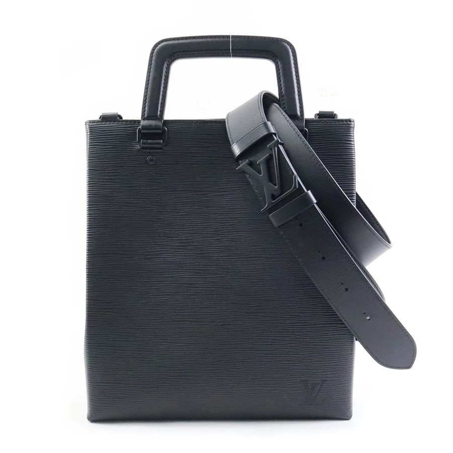 LOUIS VUITTON SAC PLAT FOLD HANDBAG SHOULDER BAG BLACK EPI LEATHER HANDBAG (1 of 11)