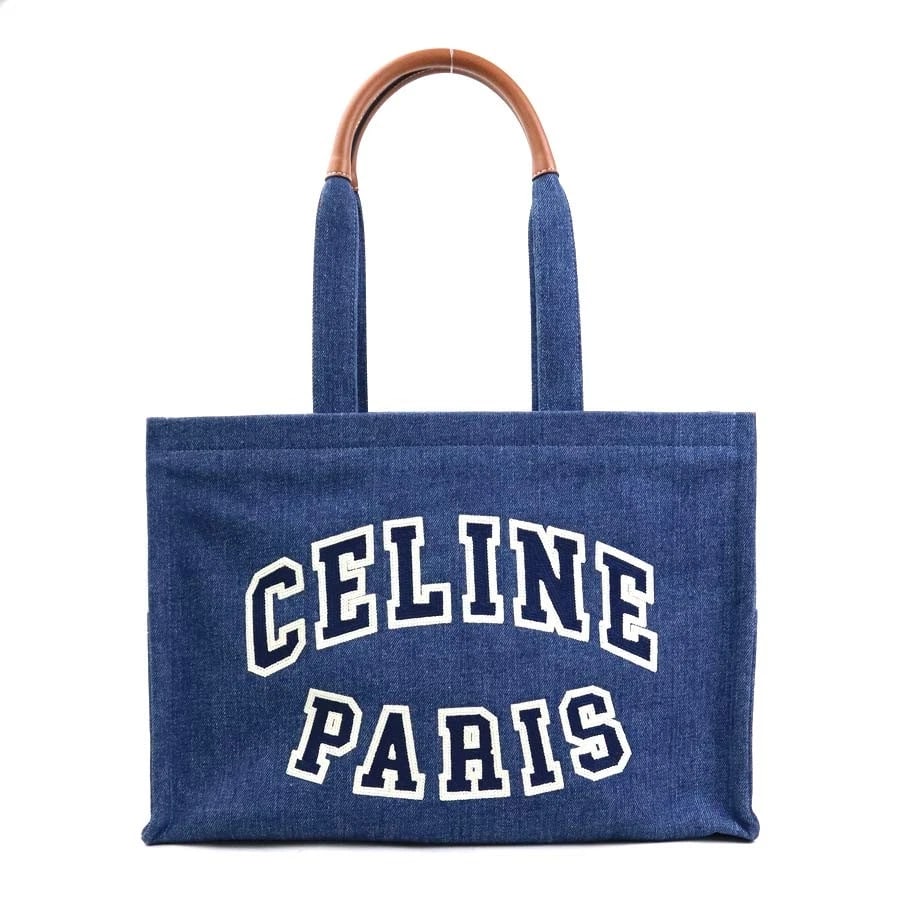 CELINE LARGE CABAS TOTE SHOULDER BAG BLUE DENIM/LEATHER SHOULDER BAG: CELINE Large Cabas Tote Shoulder Bag Blue Denim/Leather Shoulder Bag Brand: CELINE Type: Shoulder Bag Material: denim Color: Blue Size: W:15.7inx H:11.0inx D:6.7in Shoulder Length: 22.8in Accesso