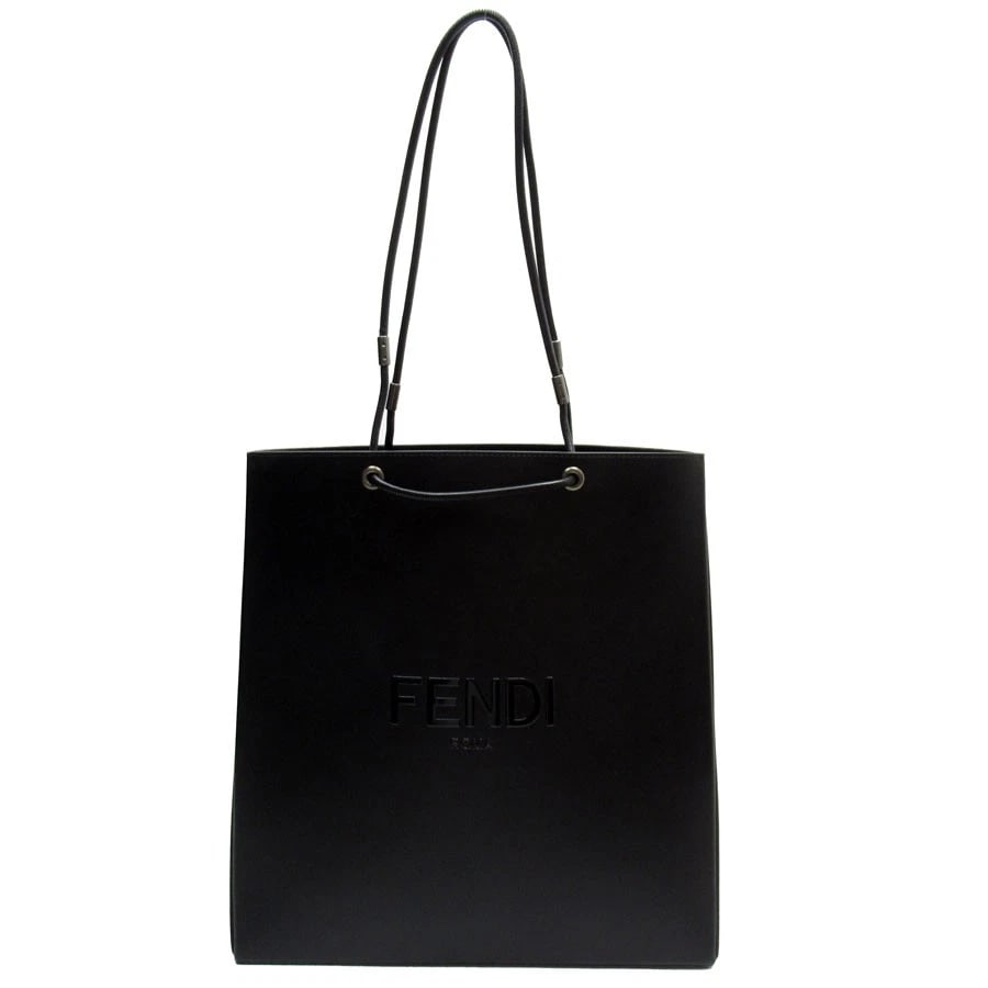 FENDI MEDIUM SHOPPING BAG HANDBAG BLACK LEATHER HANDBAG: FENDI Medium Shopping Bag Handbag black leather Handbag Brand: FENDI Type: Handbag Material: leather Color: Black Size: W:13.0inx H:13.8inx D:5.5in Handle Length:20.5in Accessories: None A