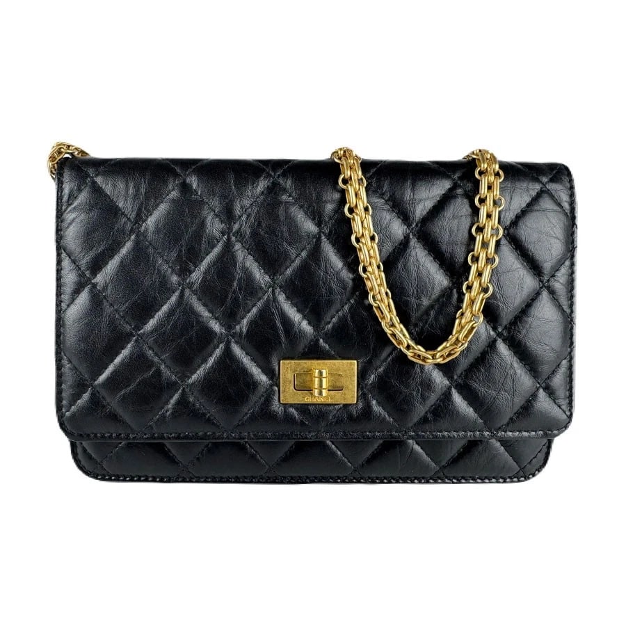 CHANEL WALLET ON CHAIN CROSSBODY SHOULDER BAG BLACK/GOLD LEATHER CROSSBODY SHOULDER BAG: CHANEL Wallet on Chain Crossbody Shoulder Bag Black/Gold Leather Crossbody Shoulder Bag Brand: CHANEL Type: Crossbody Shoulder Bag Material: Leather x Metal Color: Black / Gold Size: W:7.5inx H:5.