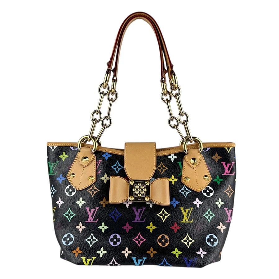 LOUIS VUITTON MONOGRAM MULTICOLOR ANNIE MM SHOULDER BAG BLACK HANDBAG (1 of 12)