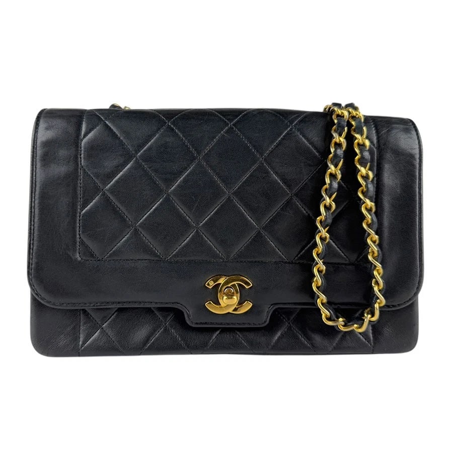 CHANEL CHAIN SHOULDER BAG BLACK/GOLD LAMBSKIN/METAL SHOULDER BAG (1 of 11)