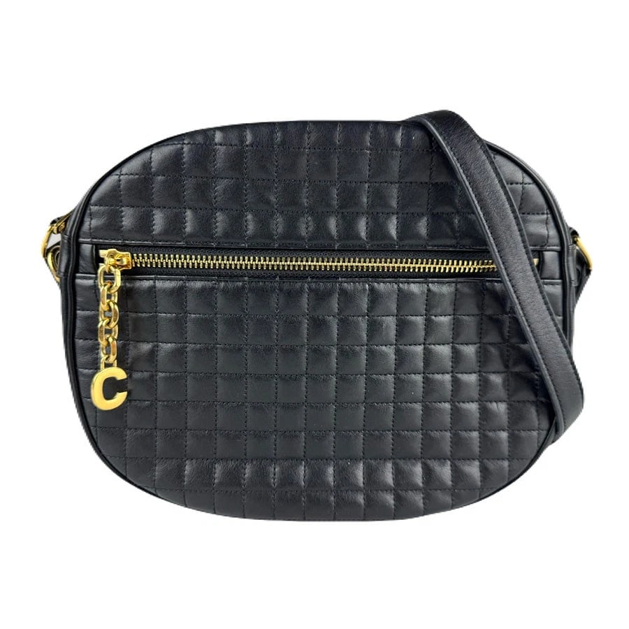 CELINE MEDIUM C CHARM CROSSBODY SHOULDER BAG BLACK LEATHER/GOLDTONE CROSSBODY SHOULDER BAG: CELINE Medium C Charm Crossbody Shoulder Bag Black Leather/Goldtone Crossbody Shoulder Bag Brand: CELINE Type: Crossbody Shoulder Bag Material: Leather Color: Black Size: W:8.7inx H:7.9inx D:2.0in