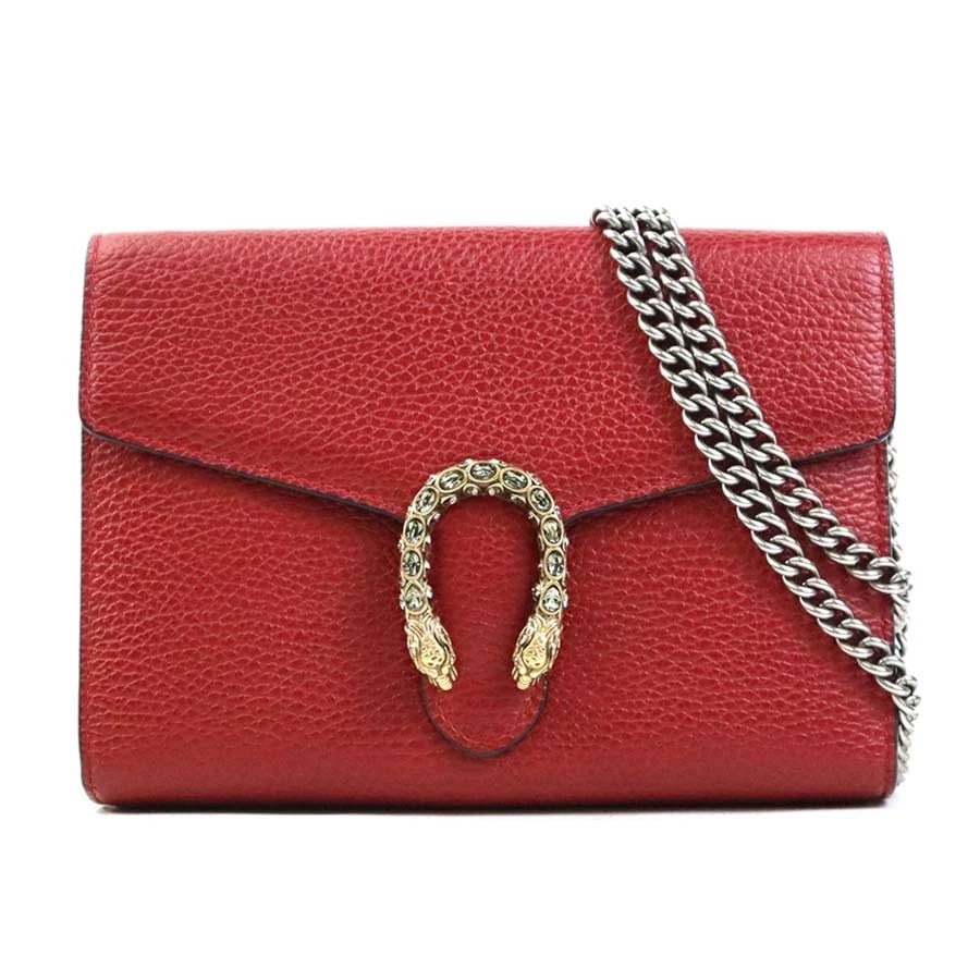 GUCCI DYONISUS CHAIN WALLET CROSSBODY BAG RED LEATHER/METAL CHAIN WALLET: GUCCI Dyonisus Chain Wallet Crossbody Bag Red Leather/Metal Chain Wallet Brand: GUCCI Type: Chain Wallet Material: leather Color: Red Size: W:7.7inx H:5.5inx D:1.2in Chain Length:50.6in Accessori