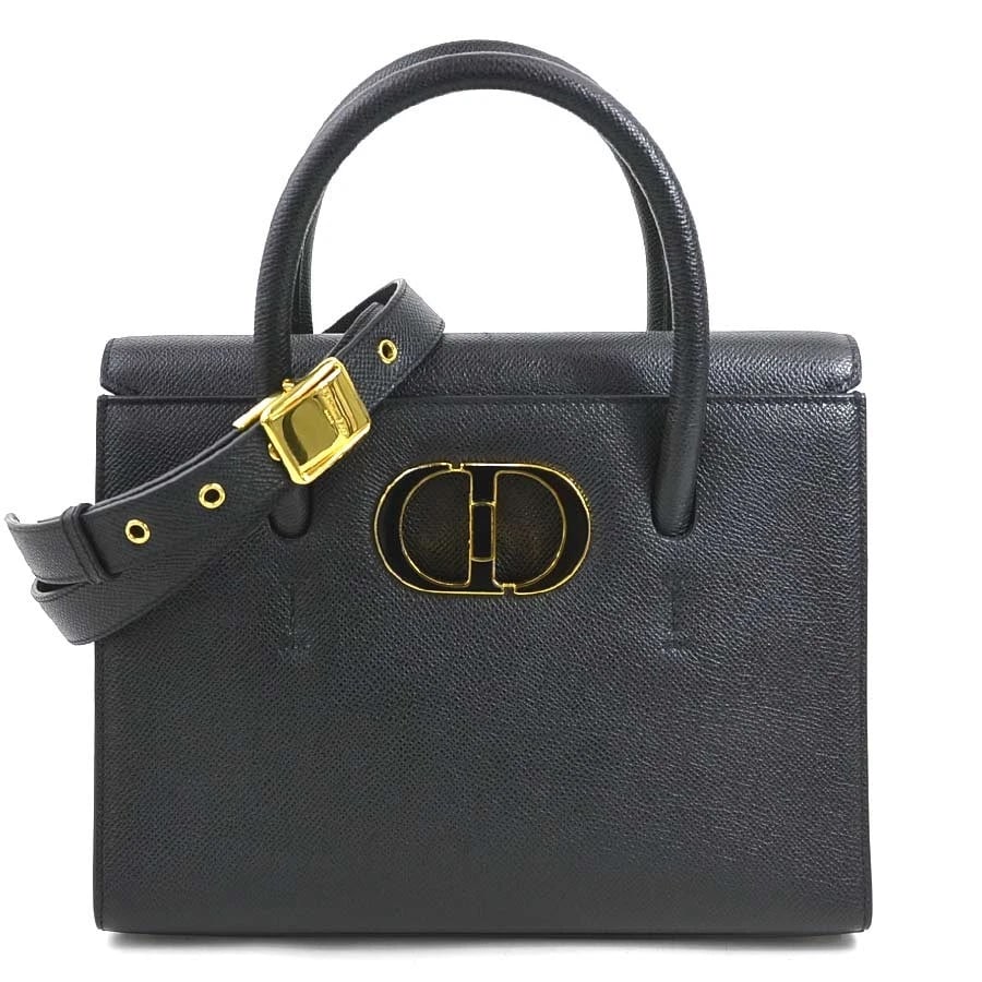 CHRISTIAN DIOR SAINT HONORE SMALL HANDBAG SHOULDER BAG BLACK LEATHER HANDBAG (1 of 10)