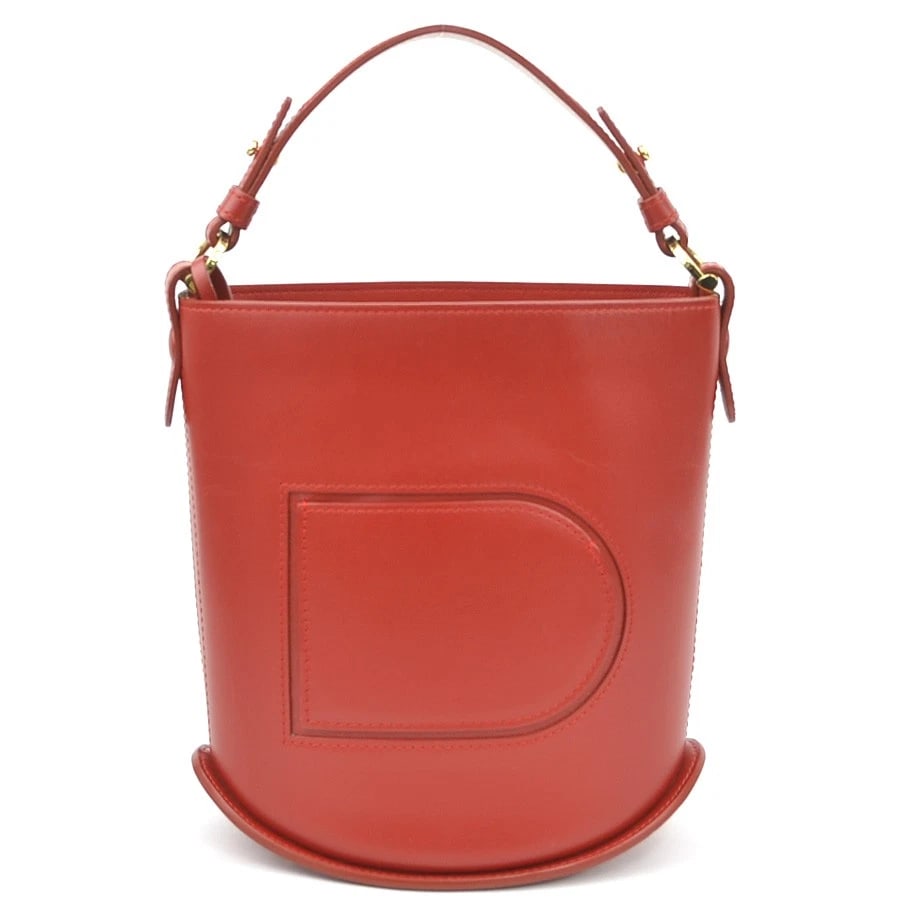 DELVAUX HANDBAG RED LEATHER HANDBAG: DELVAUX Handbag Red leather Handbag Brand: DELVAUX Type: Handbag Material: leather Color: Red Size: W:8.1inx H:8.3inx D:4.1in Handle Length:11.4in Accessories: None Accessories Notice: Whe