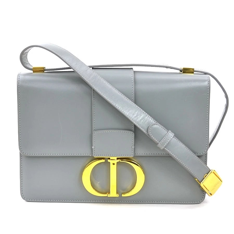 CHRISTIAN DIOR 30 MONTAIGNE SHOULDER BAG GRAY/GOLD LEATHER/METAL SHOULDER BAG: Christian Dior 30 Montaigne Shoulder Bag Gray/Gold Leather/Metal Shoulder Bag Brand: Christian Dior Type: Shoulder Bag Material: leather Color: Gray Size: W:9.3inx H:6.3inx D:1.5in Shoulder drop:2