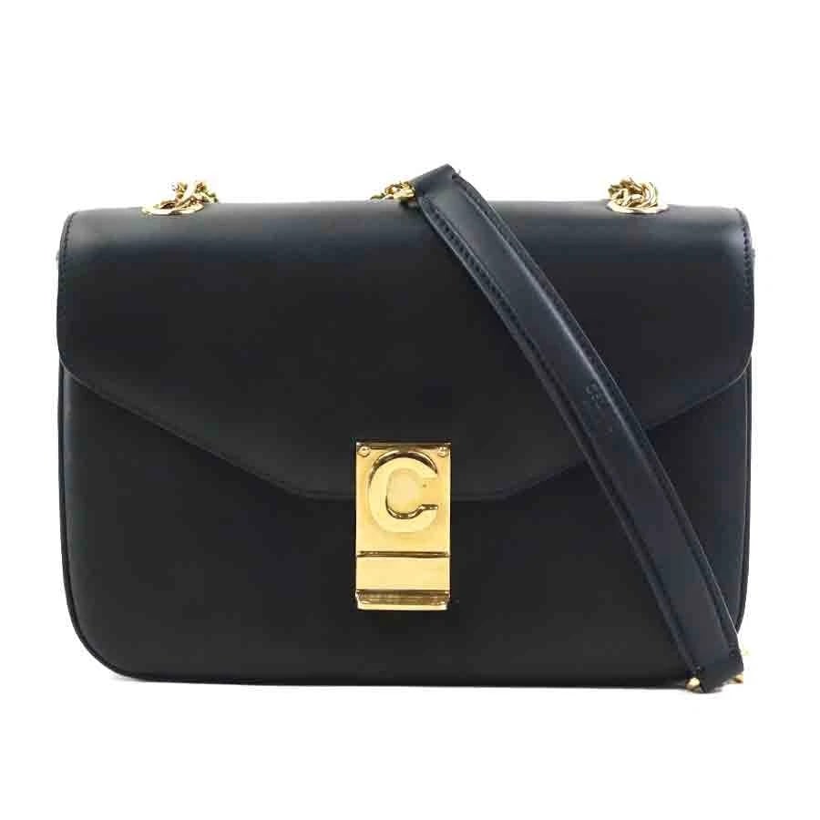 CELINE SMALL C BAG SHOULDER BAG BLACK/GOLD LEATHER/METAL SHOULDER BAG (1 of 12)