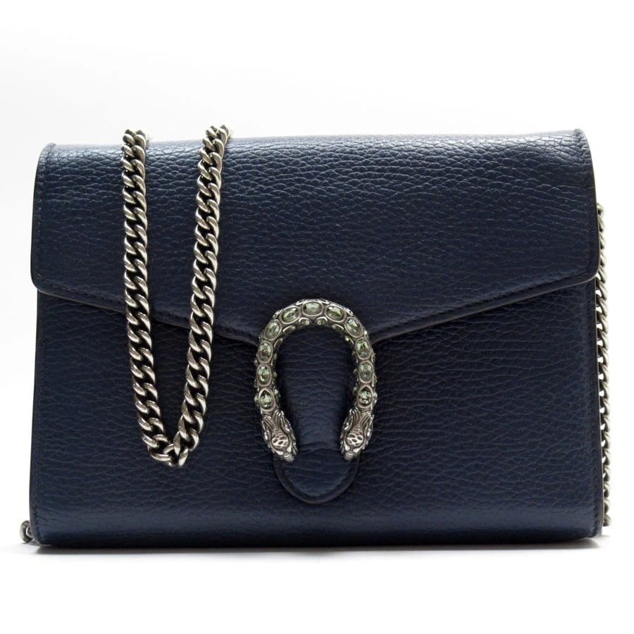 GUCCI DIONYSUS? CHAIN WALLET NAVY LEATHER CHAIN WALLET (1 of 11)