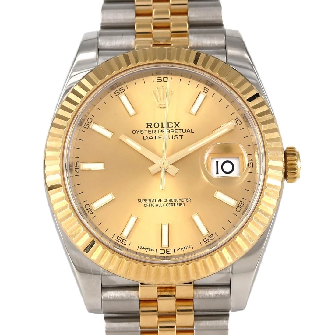 ROLEX DATEJUST SSXYG WATCH: ROLEX Datejust SSxYG Watch Brand: ROLEX Type: Wristwatch Material: Case: SST x Yellow Gold Bracelet: SST x Yellow Gold Color: Dial Colors: Gold Size: Case diameter: 41mm Max Wrist size: 19.5cm