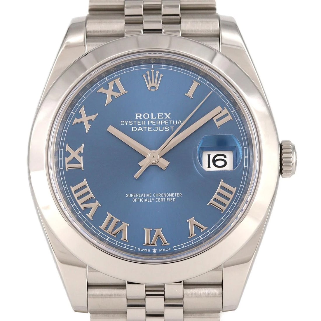 ROLEX DATEJUST SS WATCH: ROLEX Datejust SS Watch Brand: ROLEX Type: Wristwatch Material: Case: SST Bracelet: SST Color: Dial Colors: Azzurro Blue Roman Size: Case diameter: 41mm Max Wrist size: 19cm Accessories: None