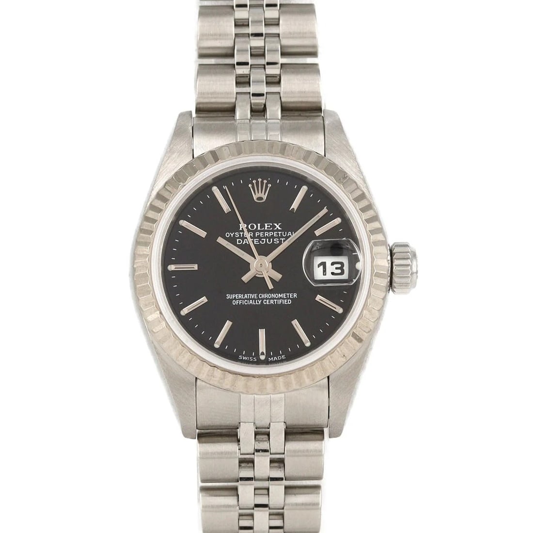 ROLEX DATEJUST SSXWG WATCH: ROLEX Datejust SSxWG Watch Brand: ROLEX Type: Wristwatch Material: Case: SST x White Gold Bracelet: SST Color: Dial Colors: Black Size: Case diameter: 26mm Max Wrist size: 18cm Accessories: