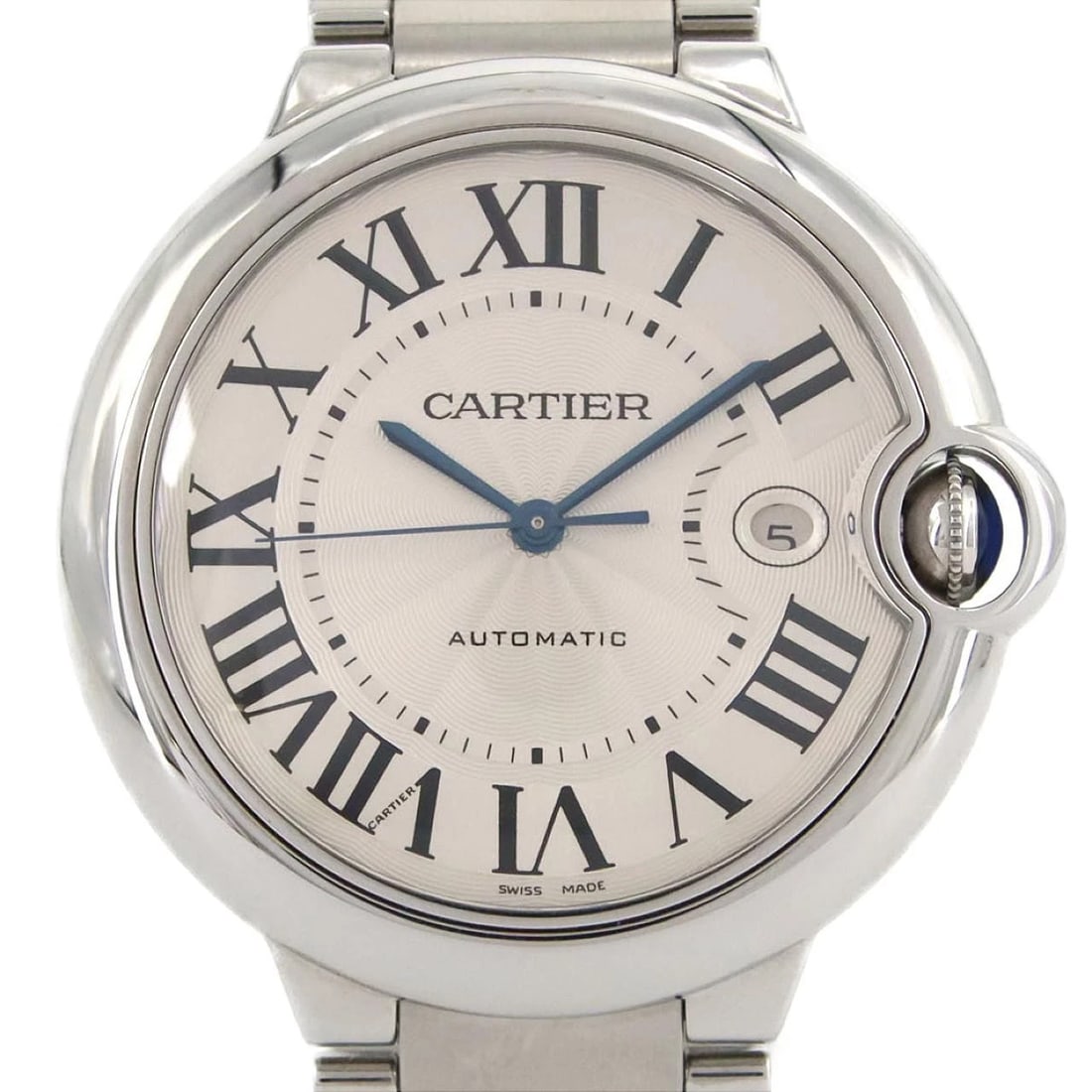 CARTIER BALLON BLEU STAINLESS STEEL WATCH: Cartier Ballon Bleu Stainless Steel Watch Brand: CARTIER Type: Wrist watch Material: Case: Stainless Steel Breath: Stainless Steel Color: Dial color: Silver/Roman Size: Case diameter: Approx.