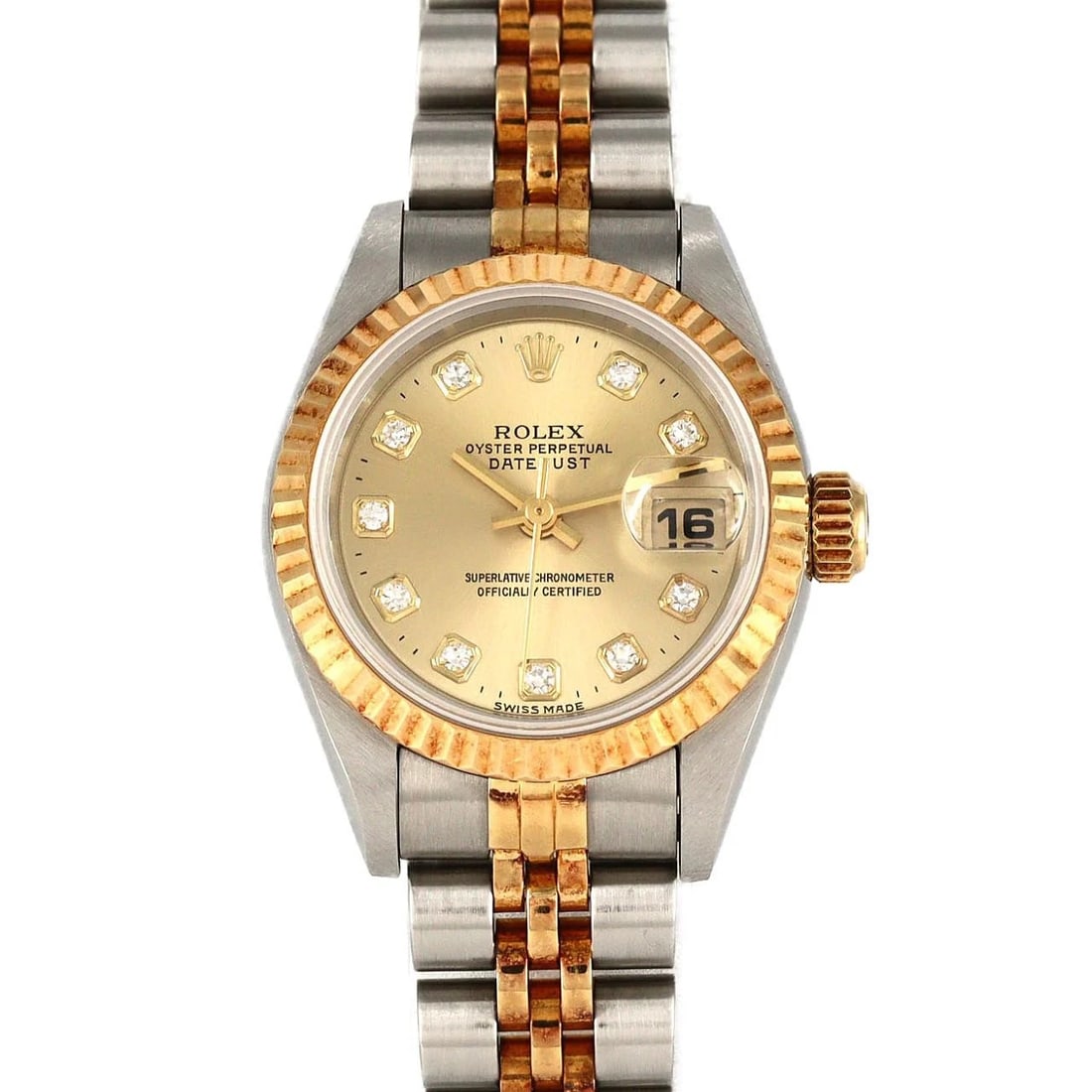 ROLEX DATEJUST SSXYG WATCH: Rolex Datejust SSxYG Watch Brand: ROLEX Type: Wrist watch Material: Case: Stainless steel x yellow gold Bracelet: Stainless steel x yellow gold Color: Dial color: Gold/Diamond Size: Case