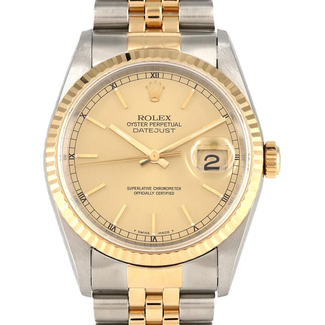 ROLEX DATEJUST SSXYG WATCH: ROLEX Datejust SSxYG Watch Brand: ROLEX Type: Wristwatch Material: Case: SST x Yellow Gold Bracelet: SST x Yellow Gold Color: Dial Colors: Gold Size: Case diameter: 36mm Max Wrist size: 20cm Acce