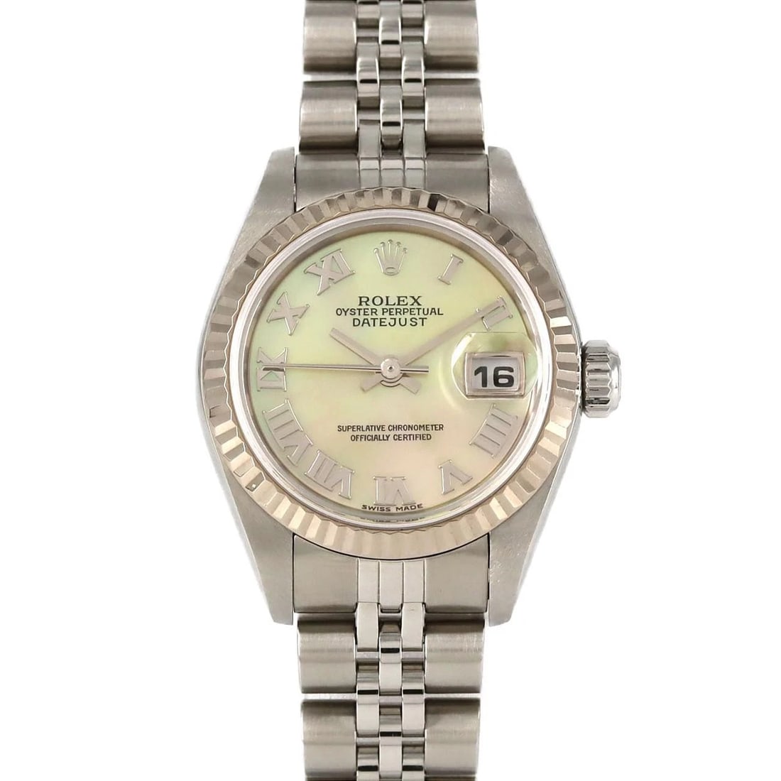 ROLEX DATEJUST SSXWG WATCH: Rolex Datejust SSxWG Watch Brand: ROLEX Type: Wrist watch Material: Case: Stainless steel x white gold Bracelet: Stainless steel Color: Dial Color: Yellow Shell/Roman Size: Case diameter: