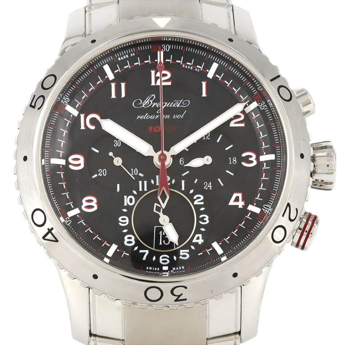 BREGUET STAINLESS STEEL WATCH: Breguet Stainless Steel Watch Brand: Breguet Type: Wrist watch Material: Case: Stainless Steel Breath: Stainless Steel Color: Dial color: Black/Arabic Size: Case diameter: Approx. 45mm Max