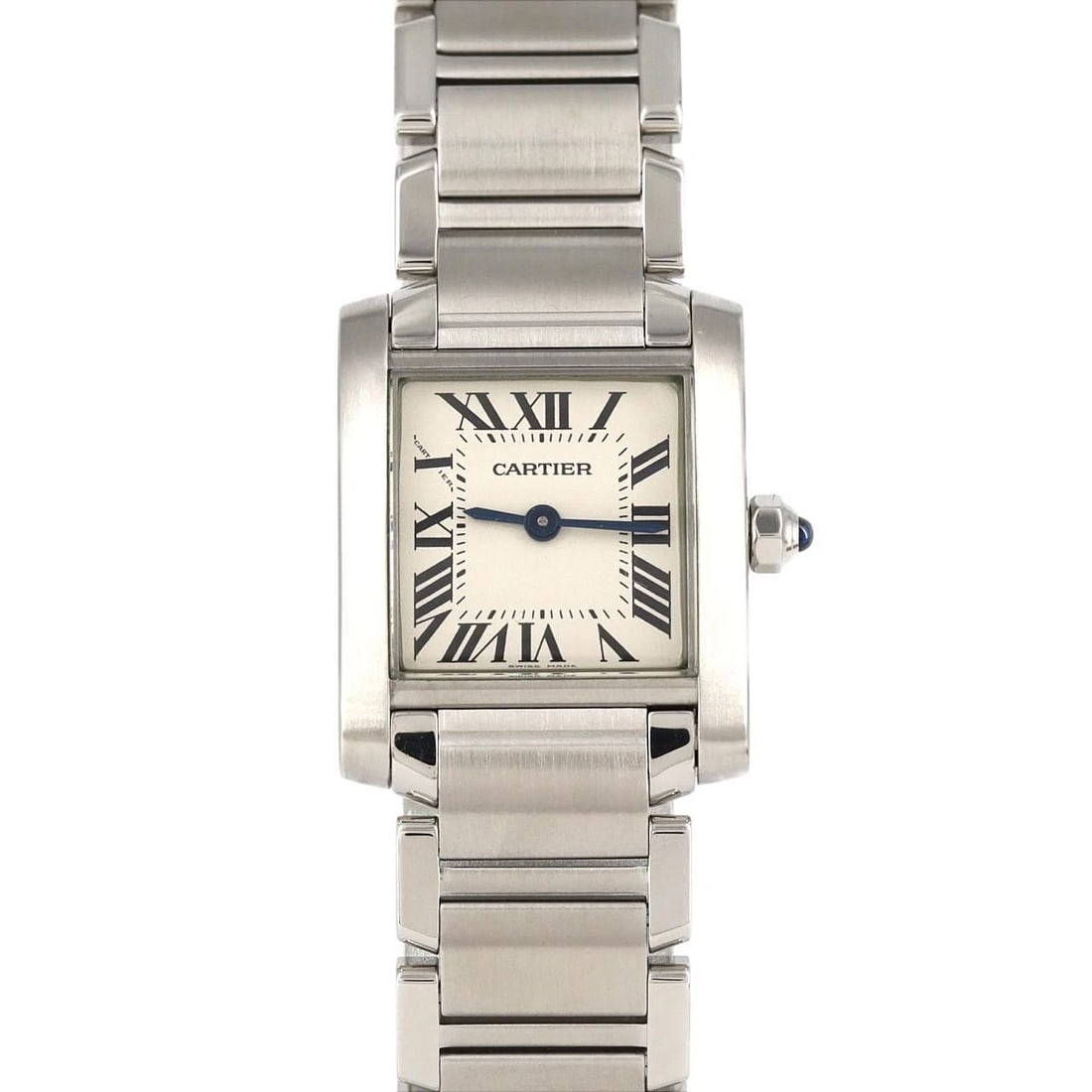 CARTIER TANK FRANCAISE SS WATCH: Cartier Tank Francaise SS Watch Brand: Cartier Type: Wristwatch Material: Case: SST Bracelet: SST Color: Dial Colors: Silver Roman Size: Case diameter: 20x25mm Max Wrist size: 17cm 