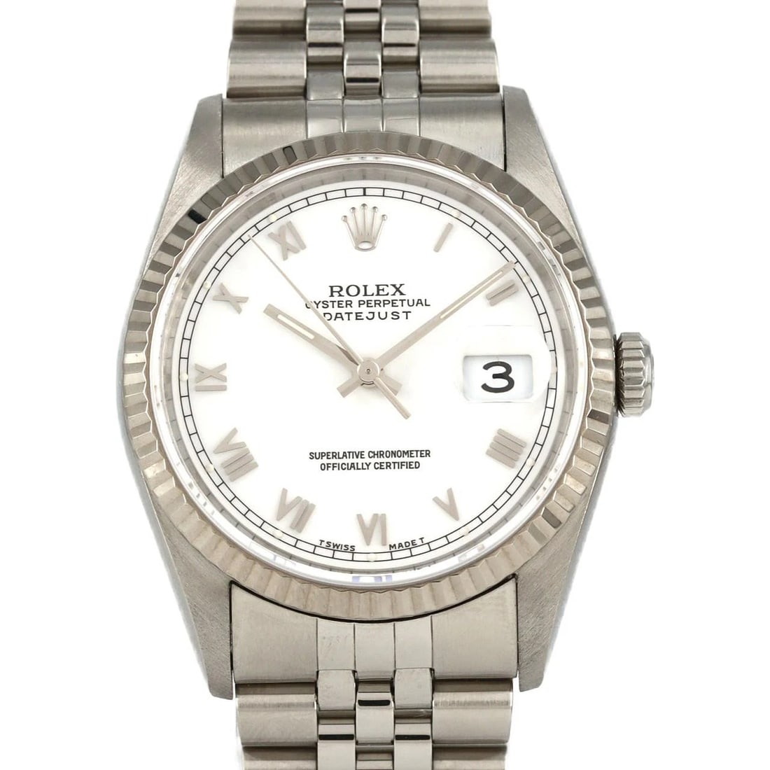 ROLEX DATEJUST SSXWG WATCH: Rolex Datejust SSxWG Watch Brand: ROLEX Type: Wrist watch Material: Case: Stainless steel x white gold Bracelet: Stainless steel Color: Dial color: White/Roman Size: Case diameter: Approx. 36