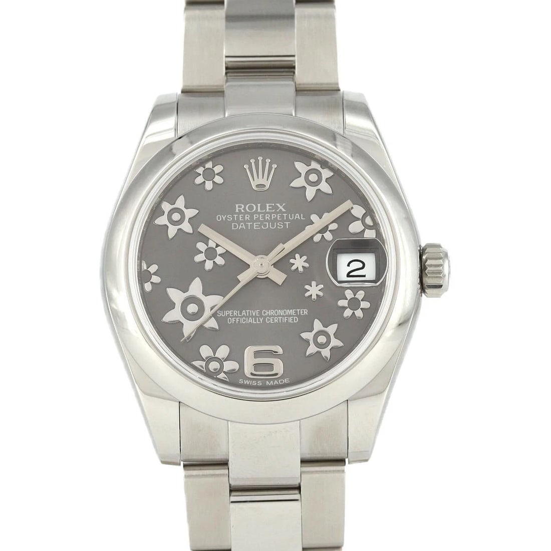 ROLEX DATEJUST SS WATCH: ROLEX Datejust SS Watch Brand: ROLEX Type: Wristwatch Material: Case: SST Bracelet: SST Color: Dial Colors: Gray flower Size: Case diameter: 31mm Max Wrist size: 18.5cm Accessories: None A