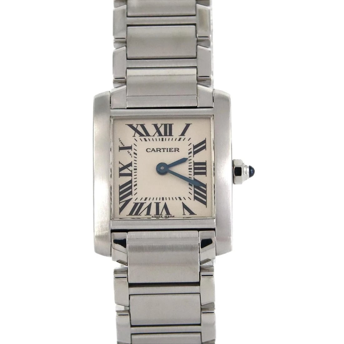CARTIER TANK FRANCAISE SS WATCH: Cartier Tank Francaise SS Watch Brand: Cartier Type: Wristwatch Material: Case: SST Bracelet: SST Color: Dial Colors: Silver Roman Size: Case diameter: 20x25mm Max Wrist size: 15.5cm 