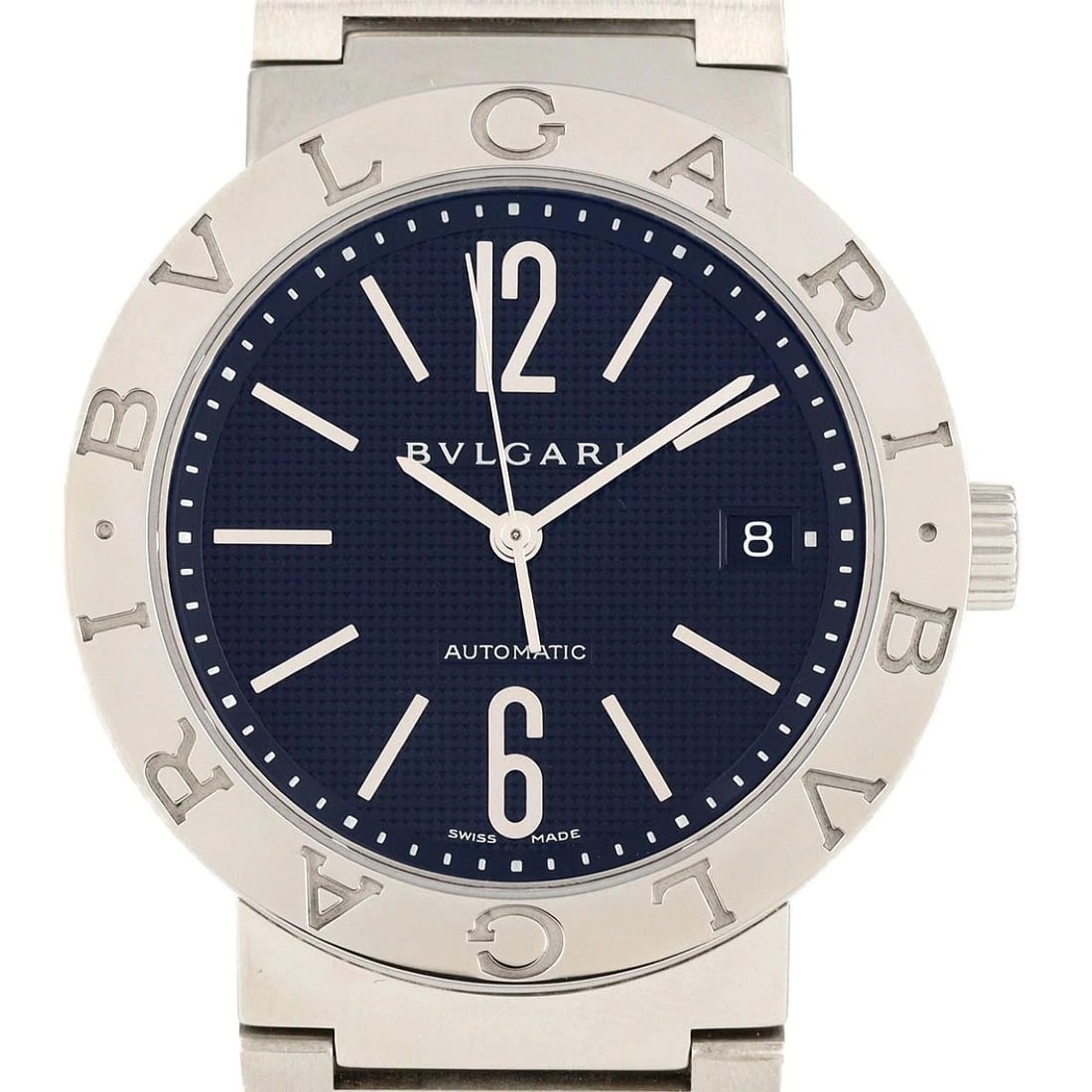 BVLGARI STAINLESS STEEL WATCH: Bvlgari Stainless Steel Watch Brand: BVLGARI Type: Wrist watch Material: Case: Stainless Steel Breath: Stainless Steel Color: Dial Color: Black Size: Case diameter: Approx. 38mm Max wrist