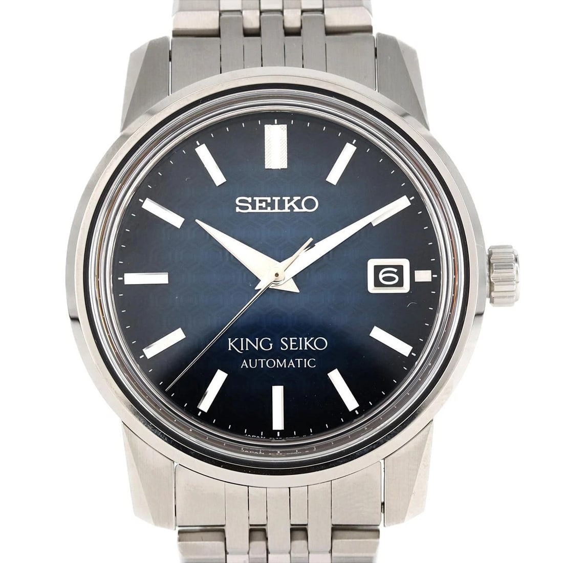SEIKO KING SS WATCH: SEIKO King SS Watch Brand: SEIKO Type: Wristwatch Material: Case: SST Bracelet: SST Color: Dial Colors: Blue Size: Case diameter: 38.5mm Max Wrist size: 20cm Accessories: None Accessories