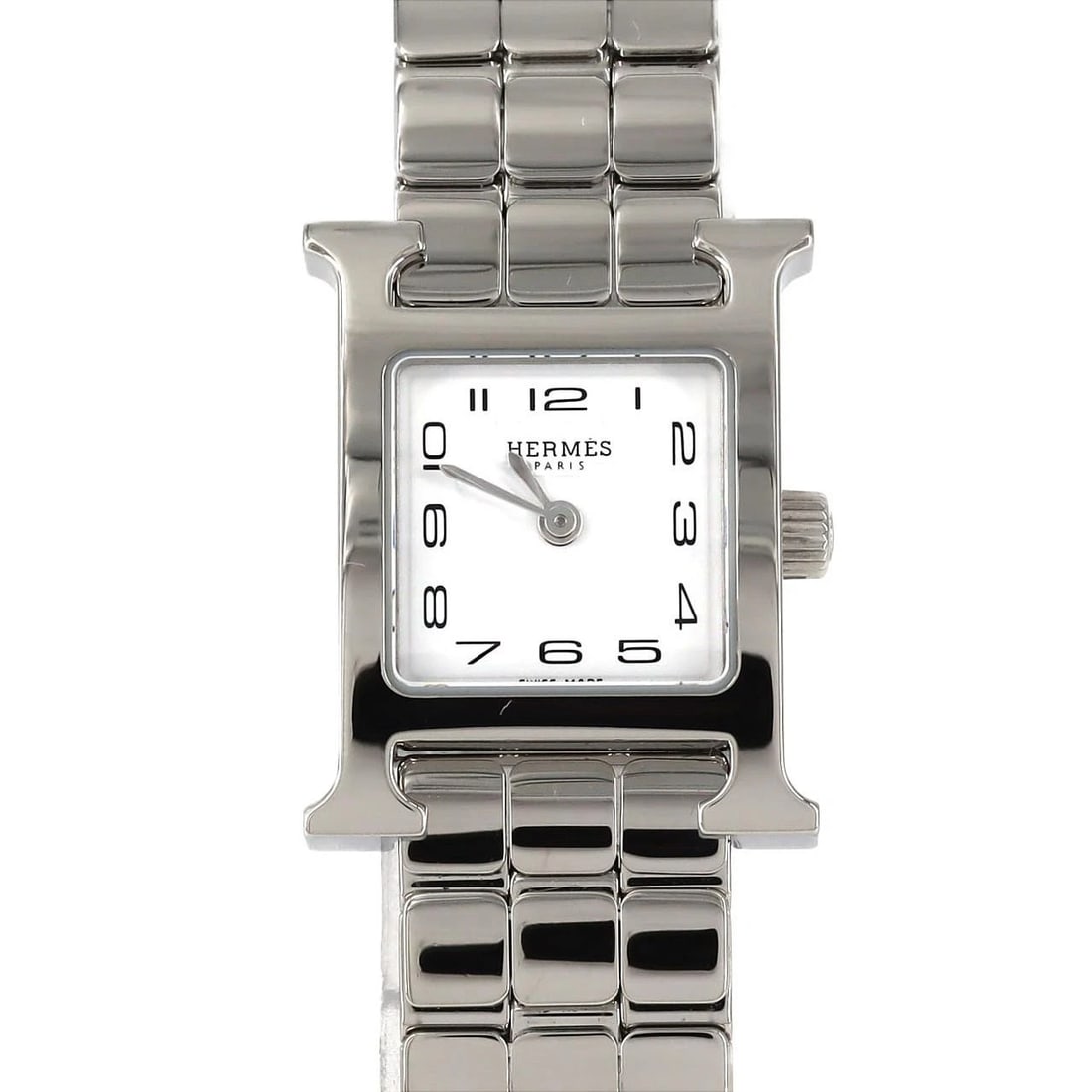 HERMÈS WATCH STAINLESS STEEL WATCH: Hermès Watch Stainless Steel Watch Brand: HERMES Type: Wrist watch Material: Case: Stainless Steel Breath: Stainless Steel Color: Dial color: White/Arabic Size: Case diameter: 17x24.5mm Max wrist