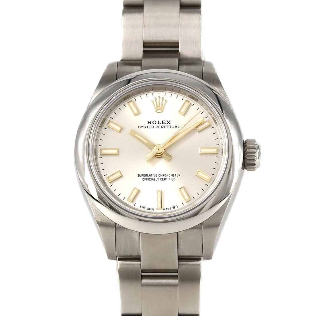 ROLEX OYSTER PERPETUAL SS WATCH: ROLEX Oyster Perpetual SS Watch Brand: ROLEX Type: Wristwatch Material: Case: SST Bracelet: SST Color: Dial Colors: Silver Size: Case diameter: 28mm Max Wrist size: 17.5cm Accessories: None