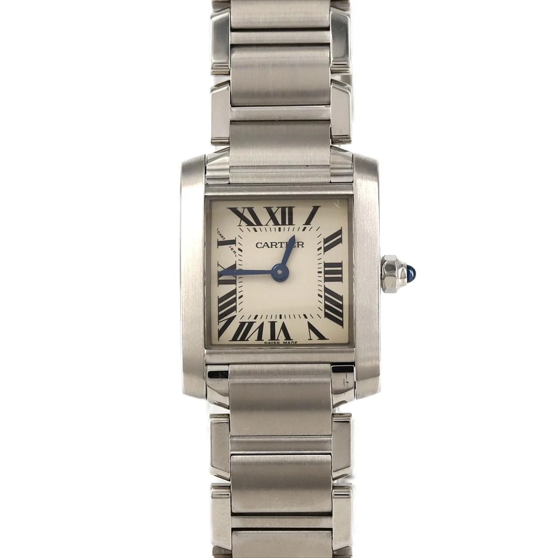 CARTIER TANK FRANCAISE SS WATCH: Cartier Tank Francaise SS Watch Brand: Cartier Type: Wristwatch Material: Case: SST Bracelet: SST Color: Dial Colors: Silver Roman Size: Case diameter: 20x25mm Max Wrist size: 15.5cm 
