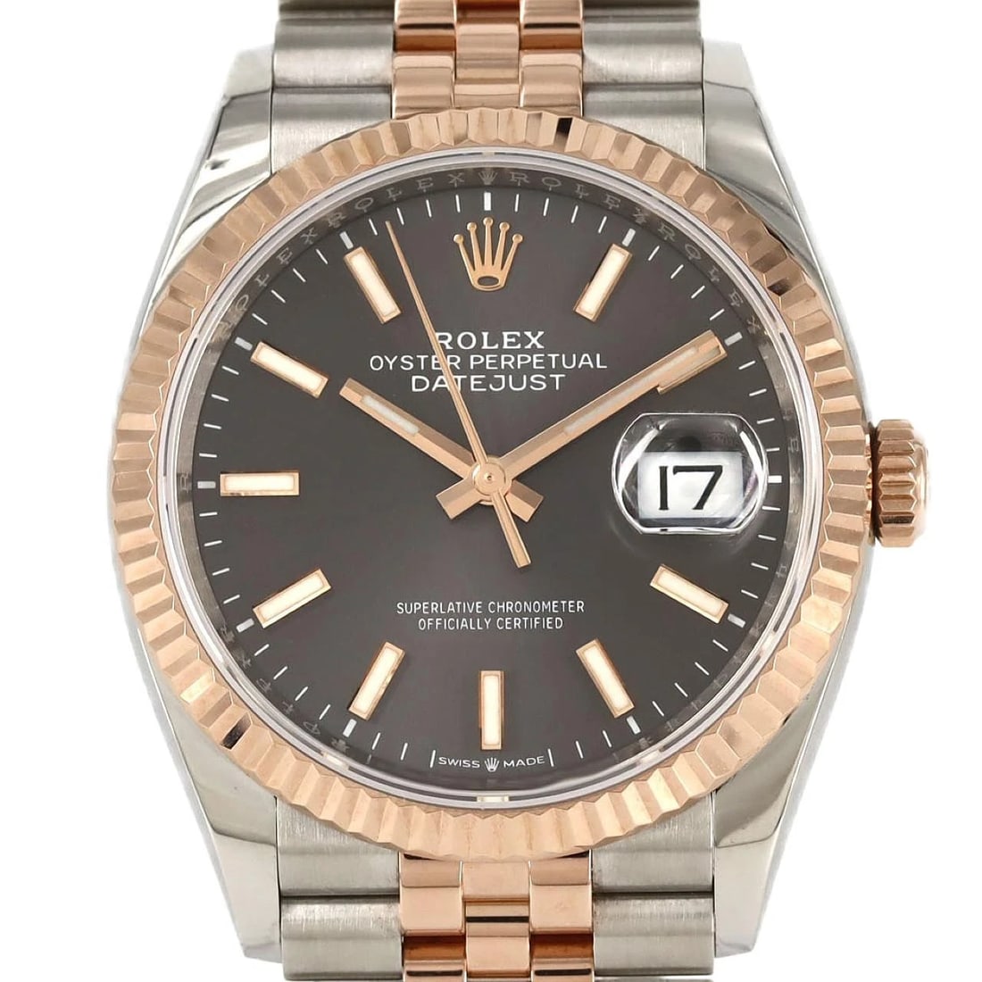ROLEX DATEJUST SSXPG WATCH: ROLEX Datejust SSxPG Watch Brand: ROLEX Type: Wristwatch Material: Case: SST x Pink gold Bracelet: SST x Pink gold Color: Dial Colors: Slate Gray Size: Case diameter: 36mm Max Wrist size: 19.5cm