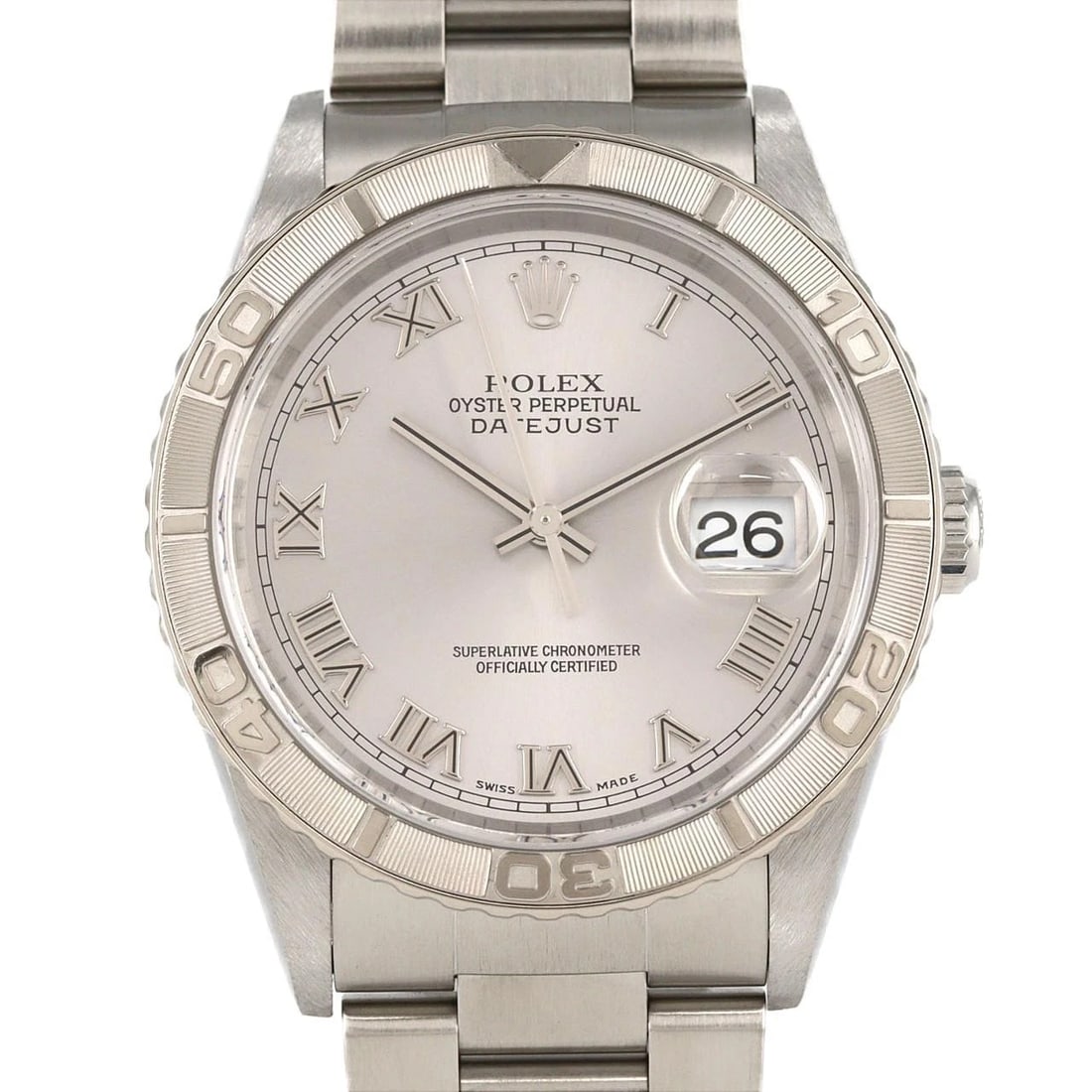 ROLEX THUNDERBIRD SSXWG WATCH: ROLEX Thunderbird SSxWG Watch Brand: ROLEX Type: Wristwatch Material: Case: SST x White Gold Bracelet: SST Color: Dial Colors: Gray Roman Size: Case diameter: 36mm Max Wrist size: 19cm 