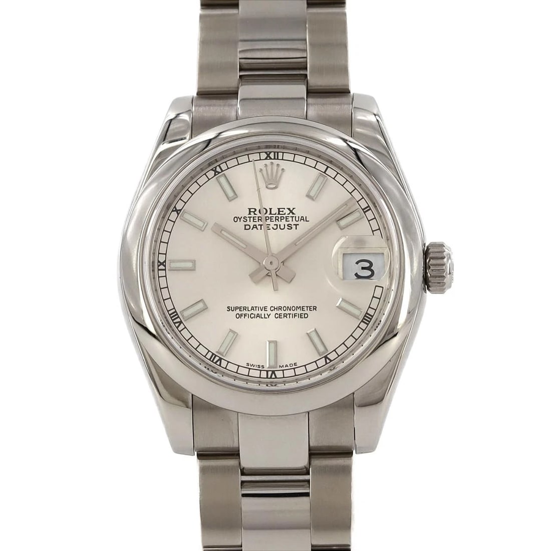 ROLEX DATEJUST SS WATCH: ROLEX Datejust SS Watch Brand: ROLEX Type: Wristwatch Material: Case: SST Bracelet: SST Color: Dial Colors: Silver Size: Case diameter: 31mm Max Wrist size: 18.5cm Accessories: None