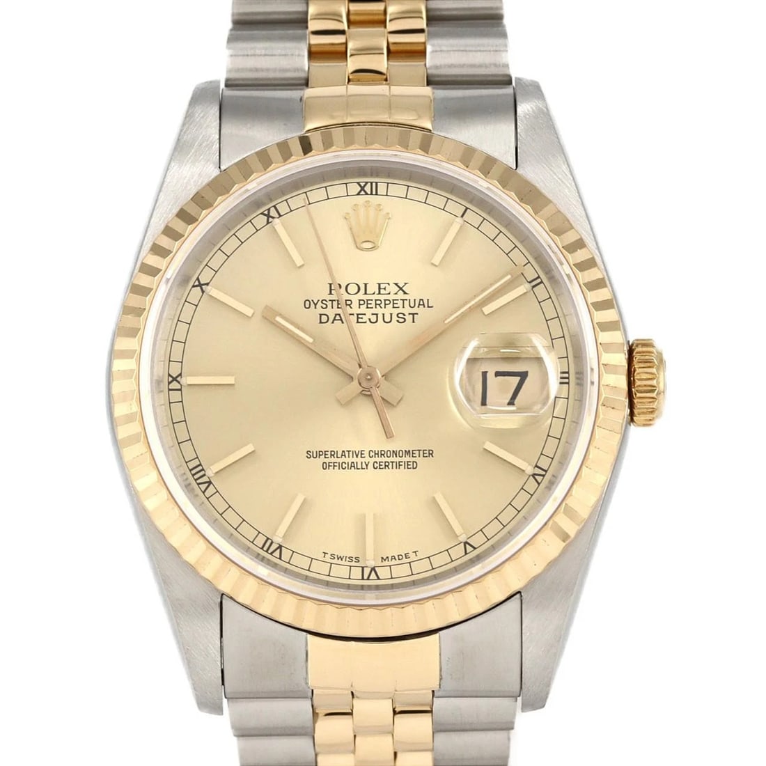 ROLEX DATEJUST SSXYG WATCH: ROLEX Datejust SSxYG Watch Brand: ROLEX Type: Wristwatch Material: Case: SST x Yellow Gold Bracelet: SST x Yellow Gold Color: Dial Colors: Gold Size: Case diameter: 36mm Max Wrist size: 16cm 