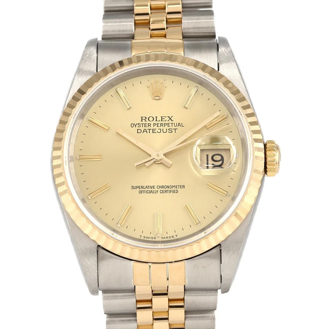 ROLEX DATEJUST SSXYG WATCH: ROLEX Datejust SSxYG Watch Brand: ROLEX Type: Wristwatch Material: Case: SST x Yellow Gold Bracelet: SST x Yellow Gold Color: Dial Colors: Gold Size: Case diameter: 36mm Max Wrist size: 18cm 
