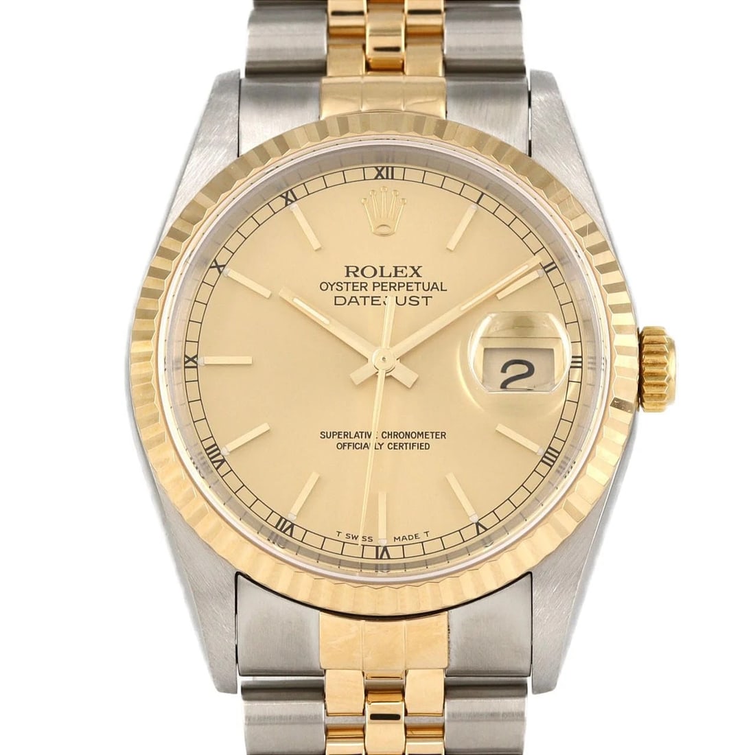 ROLEX DATEJUST SSXYG WATCH: ROLEX Datejust SSxYG Watch Brand: ROLEX Type: Wristwatch Material: Case: SST x Yellow Gold Bracelet: SST x Yellow Gold Color: Dial Colors: Gold Size: Case diameter: 36mm Max Wrist size: 19.5cm Ac