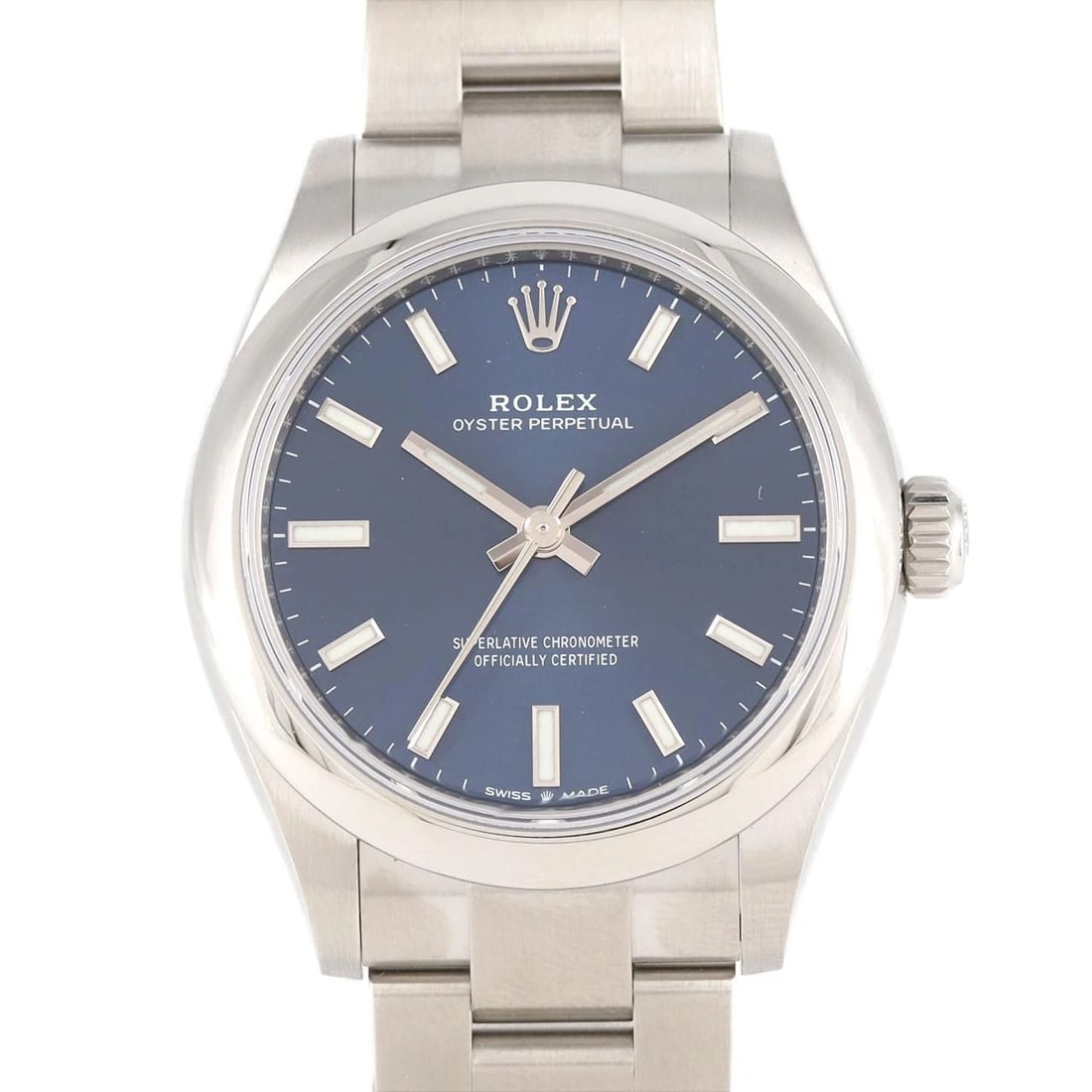 ROLEX OYSTER PERPETUAL SS WATCH: ROLEX Oyster Perpetual SS Watch Brand: ROLEX Type: Wristwatch Material: Case: SST Bracelet: SST Color: Dial Colors: bright blue Size: Case diameter: 31mm Max Wrist size: 18cm Accessories: