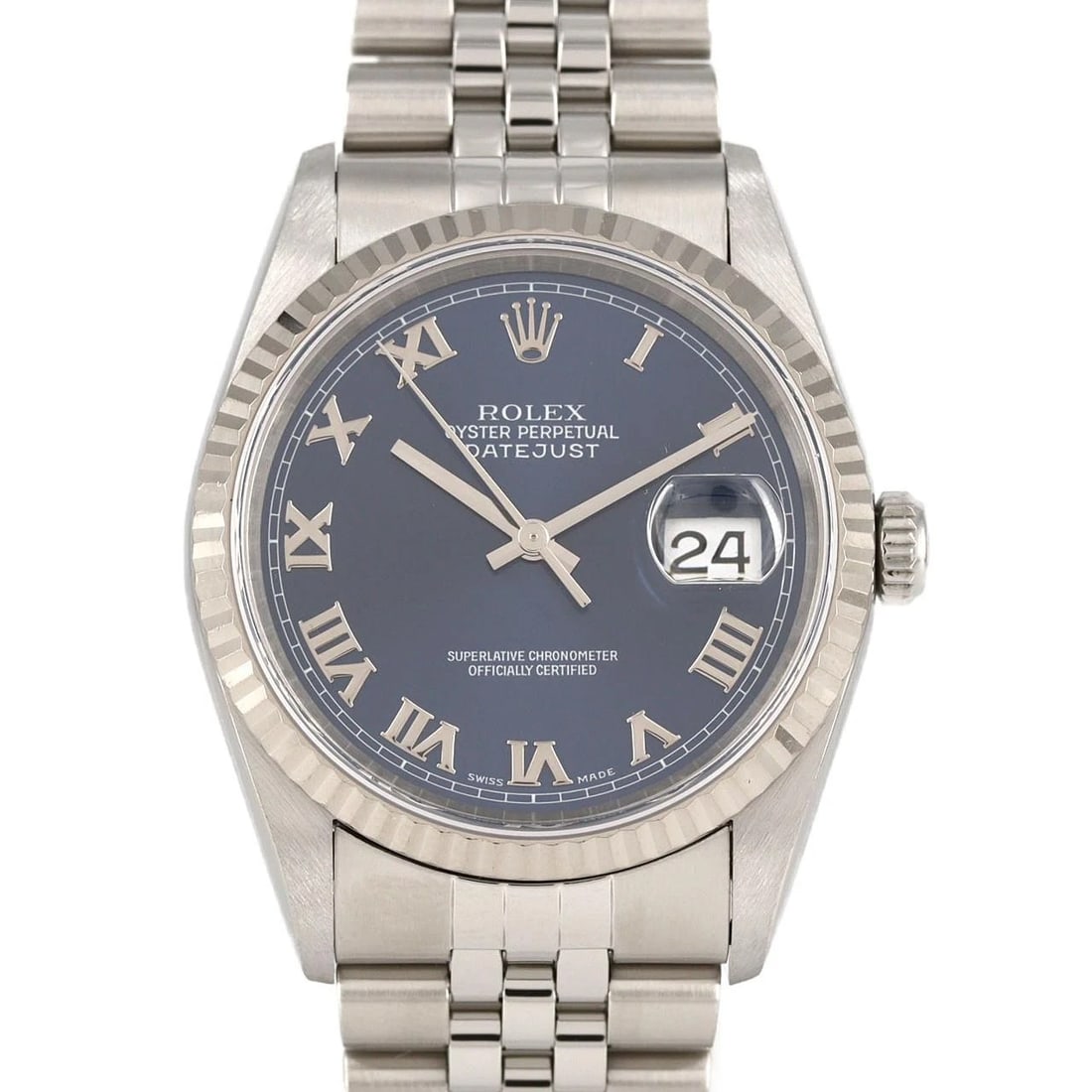 ROLEX DATEJUST SSXWG WATCH: ROLEX Datejust SSxWG Watch Brand: ROLEX Type: Wristwatch Material: Case: SST x White Gold Bracelet: SST Color: Dial Colors: Blue Roman Size: Case diameter: 36mm Max Wrist size: 18cm 