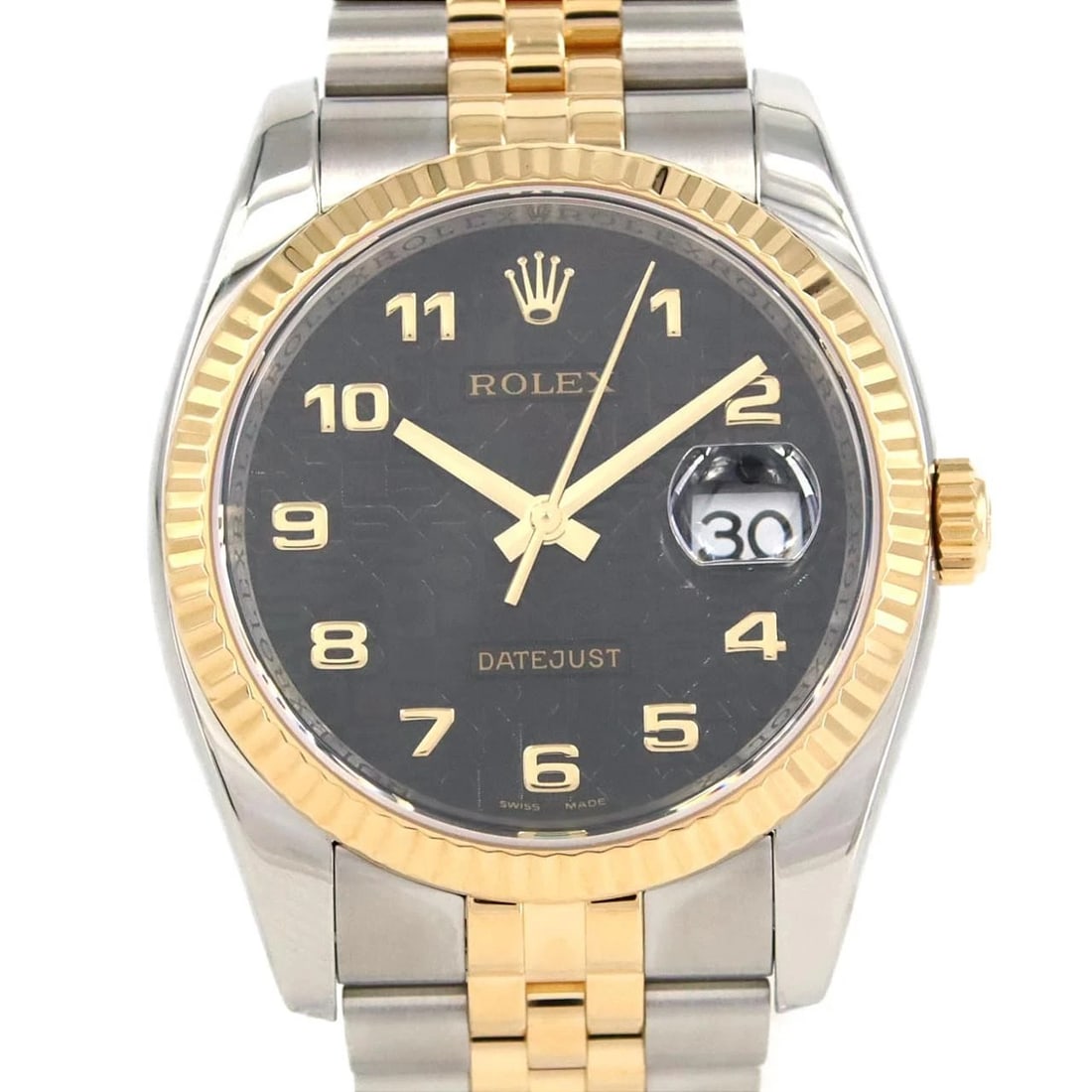 ROLEX DATEJUST SSXYG WATCH: ROLEX Datejust SSxYG Watch Brand: ROLEX Type: Wristwatch Material: Case: SST x Yellow Gold Bracelet: SST x Yellow Gold Color: Dial Colors: Black computer Arabia Size: Case diameter: 36mm Max