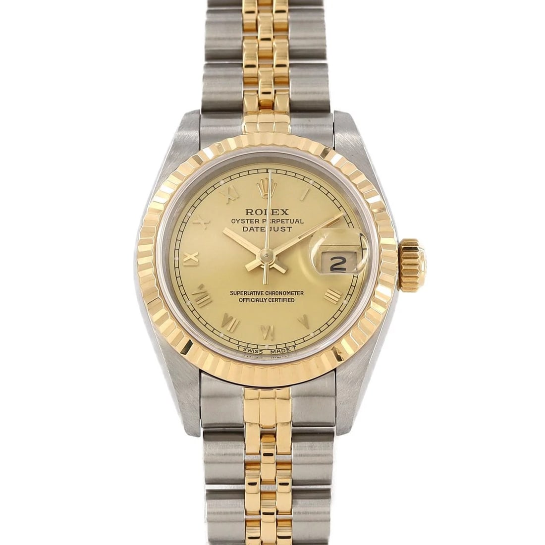 ROLEX DATEJUST SSXYG WATCH: ROLEX Datejust SSxYG Watch Brand: ROLEX Type: Wristwatch Material: Case: SST x Yellow Gold Bracelet: SST x Yellow Gold Color: Dial Colors: Gold Roman Size: Case diameter: 26mm Max Wrist size: