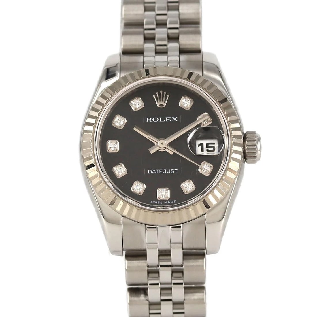 ROLEX DATEJUST SSXWG WATCH: ROLEX Datejust SSxWG Watch Brand: ROLEX Type: Wristwatch Material: Case: SST x White Gold Bracelet: SST Color: Dial Colors: Black computer Diamond Size: Case diameter: 26mm Max Wrist size: